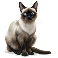 Clipart illustration of siamese cat breeds on a white background. Suitable for crafting and digital design projects.[A-0002]
