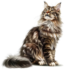Clipart illustration of maine coon cat breeds on a white background. Suitable for crafting and digital design projects.[A-0001]