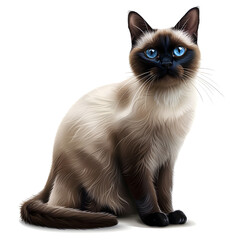 Clipart illustration of siamese cat breeds on a white background. Suitable for crafting and digital design projects.[A-0003]