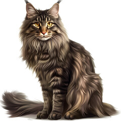 Clipart illustration of maine coon cat breeds on a white background. Suitable for crafting and digital design projects.[A-0002]