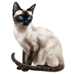 Clipart illustration of siamese cat breeds on a white background. Suitable for crafting and digital design projects.[A-0001]