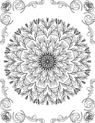 Printable Mandala Coloring Page for Adults. Educational Resources for School for Kids. Adults Coloring Book. Mandala Coloring Activity Worksheet.