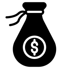 Money Bag Icon in Solid Style