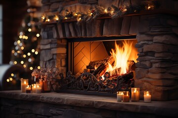 Obraz premium Cozy up by the fire this winter with our selection of flameless candles.