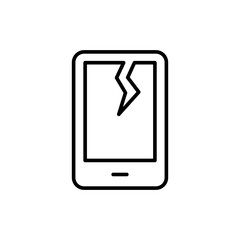 Broken phone outline icons, minimalist vector illustration ,simple transparent graphic element .Isolated on white background