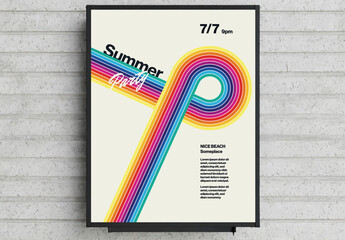 Summer Party Poster Template Rainbow Stripes.zip