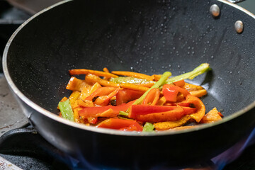 Close up of cooking in the frying pan.