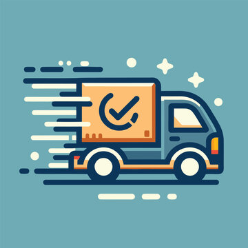 recommend clip art: Fast shipping delivery truck flat icon for apps and websites