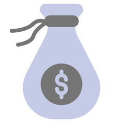 Money Bag Icon in Flat Style