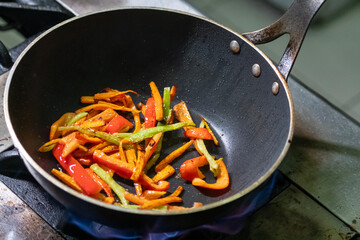 Close up of cooking in the frying pan.