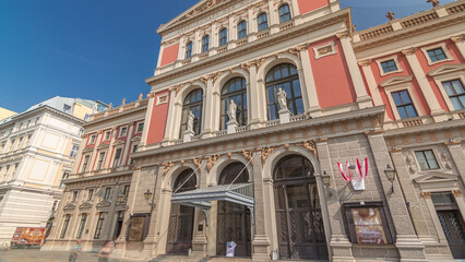 Fototapeta premium The Wiener Musikverein timelapse hyperlapse is a famous Vienna concert hall.