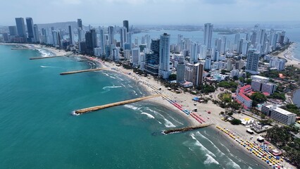 Boca Grande At Cartagena Bolivar Colombia. Aerial Beach Cartagena Bolivar. Paradise Skyline Leisure...