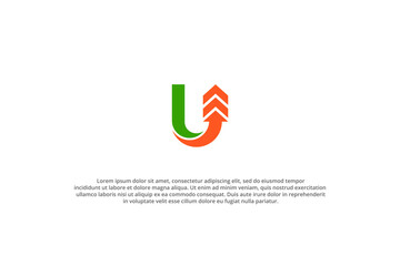 letter u turn arrow modern logo