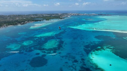 Caribbean Skyline At San Andres Providencia Y Santa Catalina Colombia. Aerial Beach San Andres...