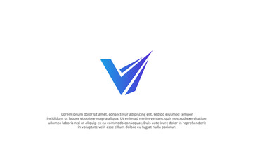 letter v swoosh modern logo