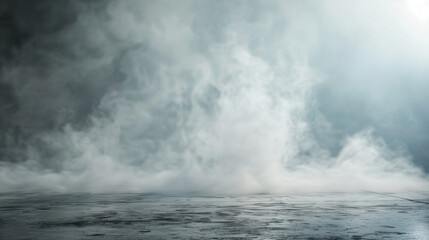 Fototapeta premium A minimalistic and clean approach to Smokey background with concrete floor