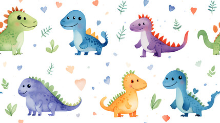 watercolor nursery style dinosaur clip art pattern abstract graphic poster background