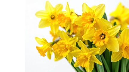 close up of a bouquet of yellow and white daffodils