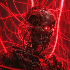 Fototapeta premium 3d skull cyberpunk skeleton fantasy artwork