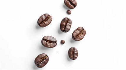 Top view coffee beans isolated on white background artificial intelligence