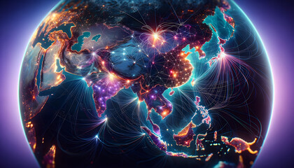 Illuminated Earth with Dynamic Network Connections
