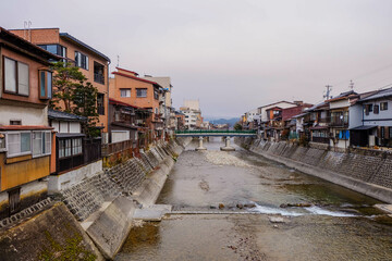 Nakabashi Bridge at Takayama, winter season , Hida region, Gifu prefecture, Japan