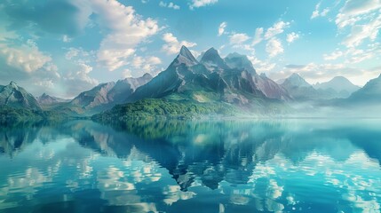 3d render fantasy landscape panorama with