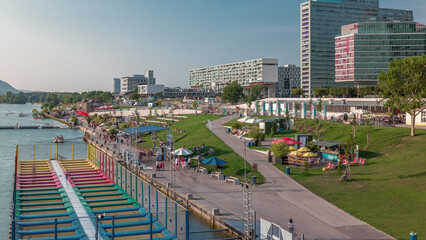 View of Copa Cagrana timelapse, an area by the Neue Donau in the 22th district of Vienna