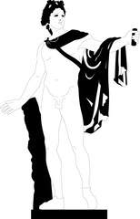 a statue of a man holding a glass of wine