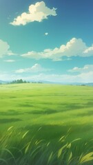 green field and blue sky