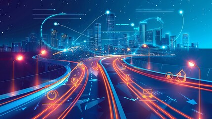 A digital transformation roadmap with key milestones and objectives, highlighting the process of integrating technology into traditional business models