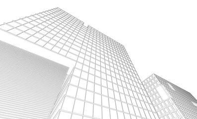 Fototapeta premium Office building sketch 3d rendering