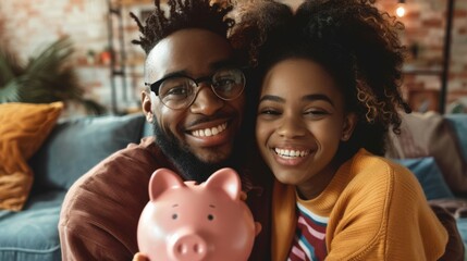 A Couple Holding a Piggybank