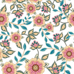 Seamless colorful floral background pattern Decorative backdrop for fabric, textile, wrapping paper, card, invitation, wallpaper, web design.