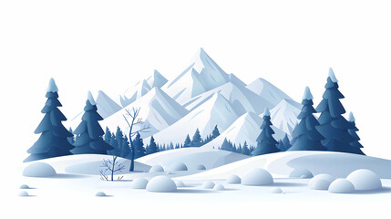 Snow Covered Alpine Meadows: Winter Wonderland Isometric Scene for Snowy Adventures