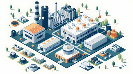 Isometric Flat Design Icon Concept for Waste Free Manufacturing in Factories: Reducing Waste and Enhancing Sustainability