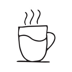 a cup of coffee. porridge. coffee. breakfast. fragrant coffee. drink. a tonic drink. hot. sweet. doodle. black lines. latte. cappuccino. a grain of coffee.