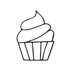 donut. a croissant. sweets. bakery products. sweet. cream. muffin. cupcake. pastry shop. puff pastry. fresh. Doodle.