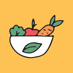 vegetables. salad. fruits. food. diet. dietary. sweet. tasty. set. natural. fresh. juicy. Doodle.