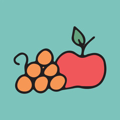 vegetables. salad. fruits. food. diet. dietary. sweet. tasty. set. natural. fresh. juicy. Doodle.