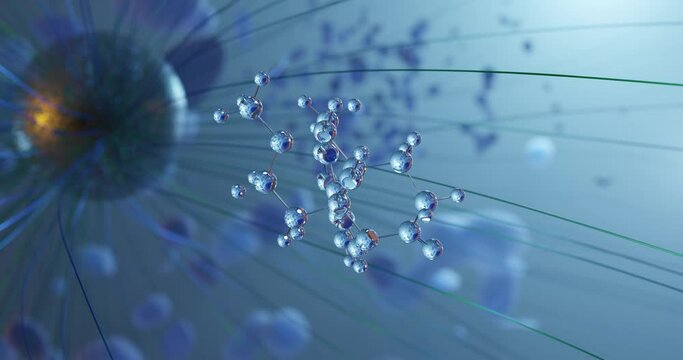 Oxymorphone rotating molecular 3d structure ball-and-stick model, looped video opioid analgesic