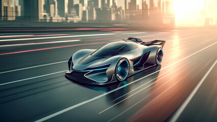 Futuristic sports car. Ultra modern aerodynamics and cutting-edge. AI Generated sketch