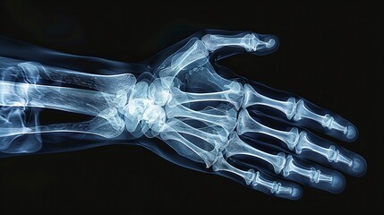 Digital X-ray view of hand bones, space for text included