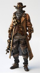 Fototapeta premium Steampunk character 3D illustration design from machine technology concept. Steampunk background.