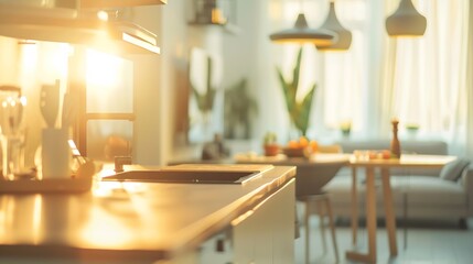 Stylish apartment interior with modern kitchen Idea for home design : Generative AI