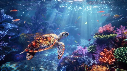 endangered turtle, AI generated