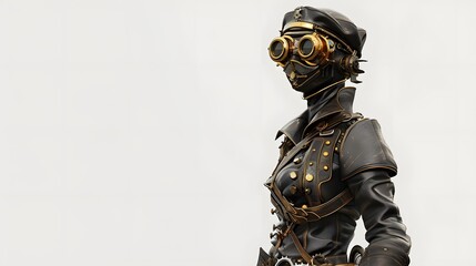 Fototapeta premium Steampunk character 3D illustration design from machine technology concept. Steampunk background.