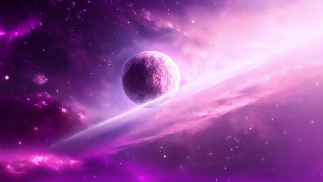 The huge planet with strange whitish surface in the galactic core. Shows a huge white planet, background with different stars	
