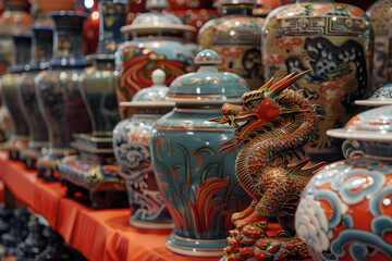 Celebration of the Chinese New Year. Traditional objects.