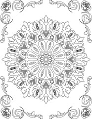 Printable Mandala Coloring Page for Adults. Educational Resources for School for Kids. Adults Coloring Book. Mandala Coloring Activity Worksheet.